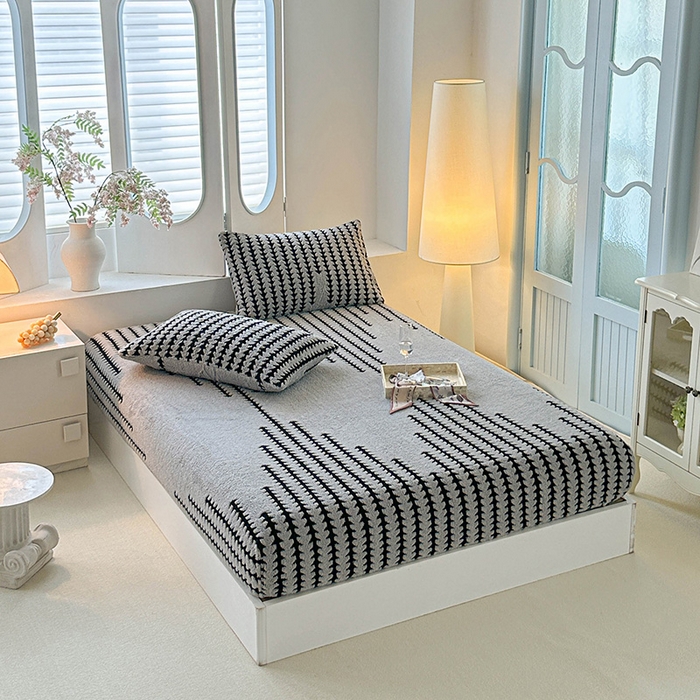 91家纺网 家纺一手货源 找家纺 温宁家纺 2025新款步步高床笠 床笠-步步高银灰