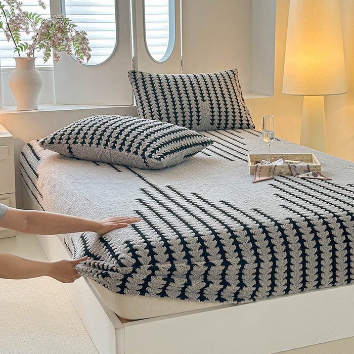 91家纺网 家纺一手货源 找家纺 温宁家纺 2025新款步步高床笠 床笠-步步高银灰