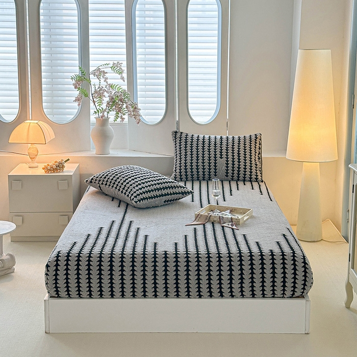 91家纺网 家纺一手货源 找家纺 温宁家纺 2025新款步步高床笠 床笠-步步高银灰