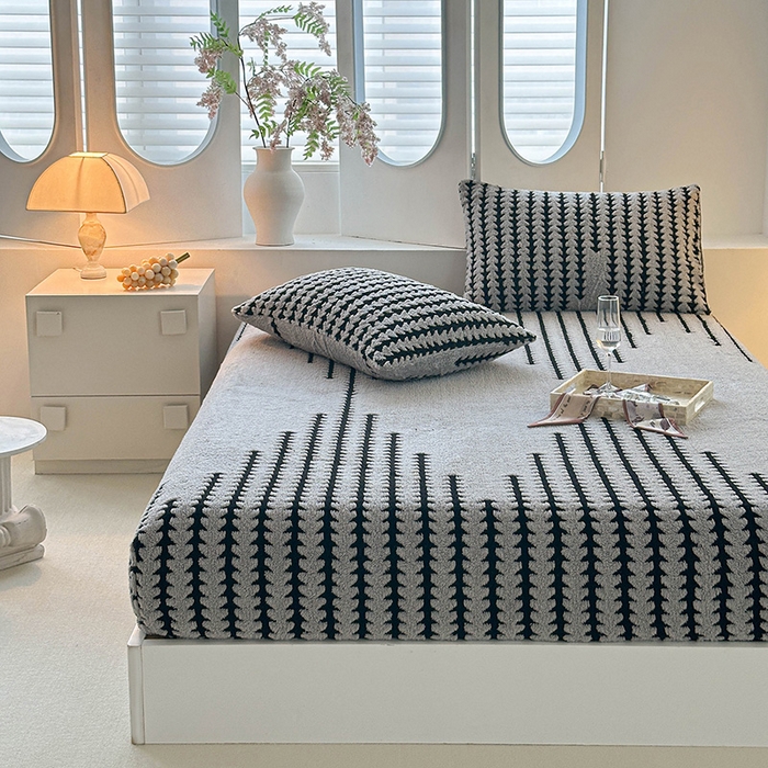 91家纺网 家纺一手货源 找家纺 温宁家纺 2025新款步步高床笠 床笠-步步高银灰