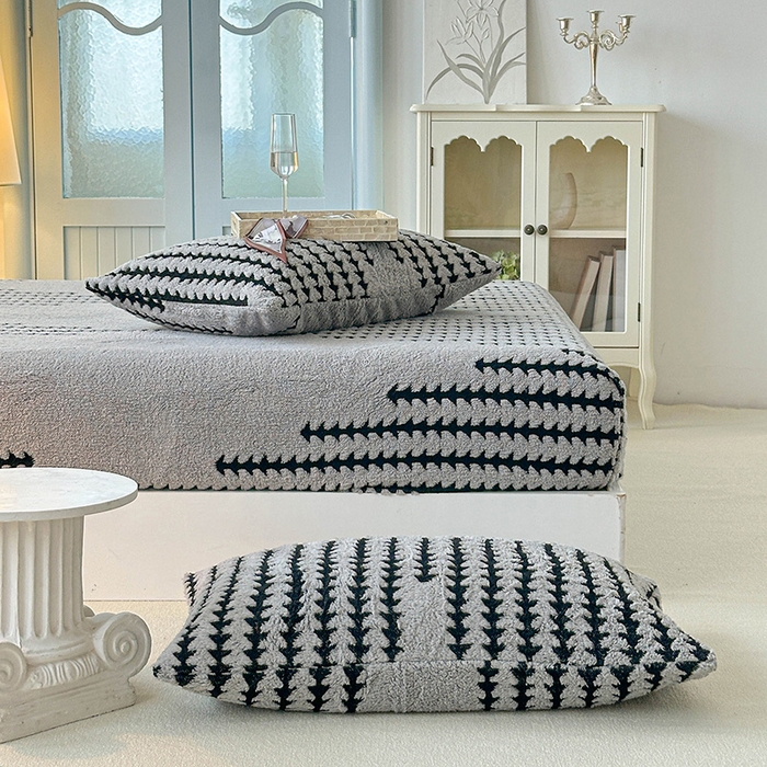 91家纺网 家纺一手货源 找家纺 温宁家纺 2025新款步步高床笠 床笠-步步高银灰