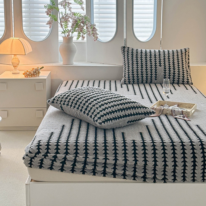 91家纺网 家纺一手货源 找家纺 温宁家纺 2025新款步步高床笠 床笠-步步高银灰