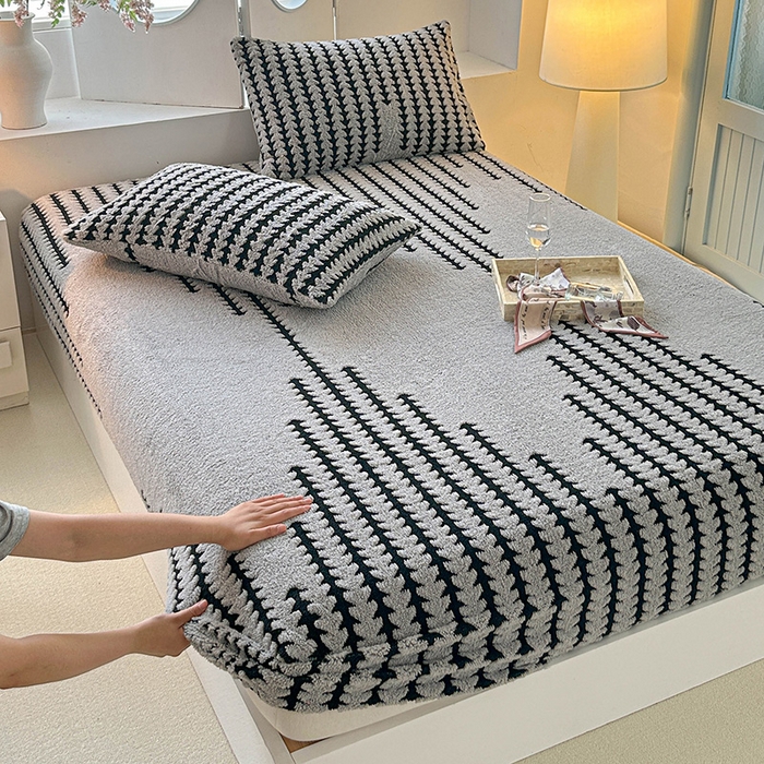 91家纺网 家纺一手货源 找家纺 温宁家纺 2025新款步步高床笠 床笠-步步高银灰