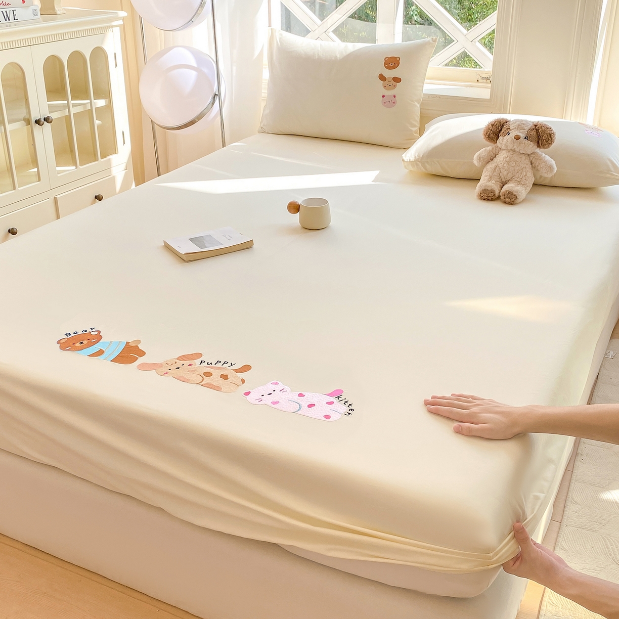 灰鲸 2025新款全棉刺绣大床床笠-懒懒小憩系列 懒懒小憩-白