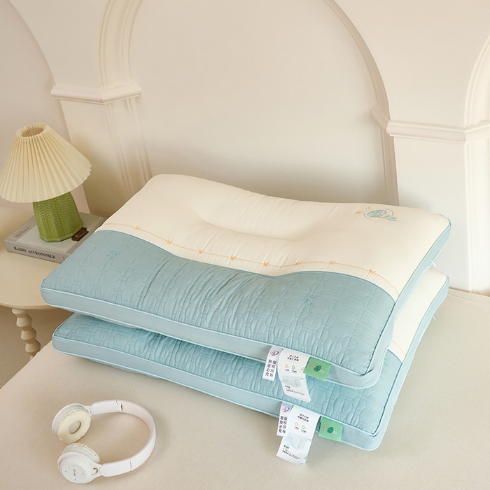 晚儿 2025新款天丝美 肤护颈枕头枕芯 蓝色