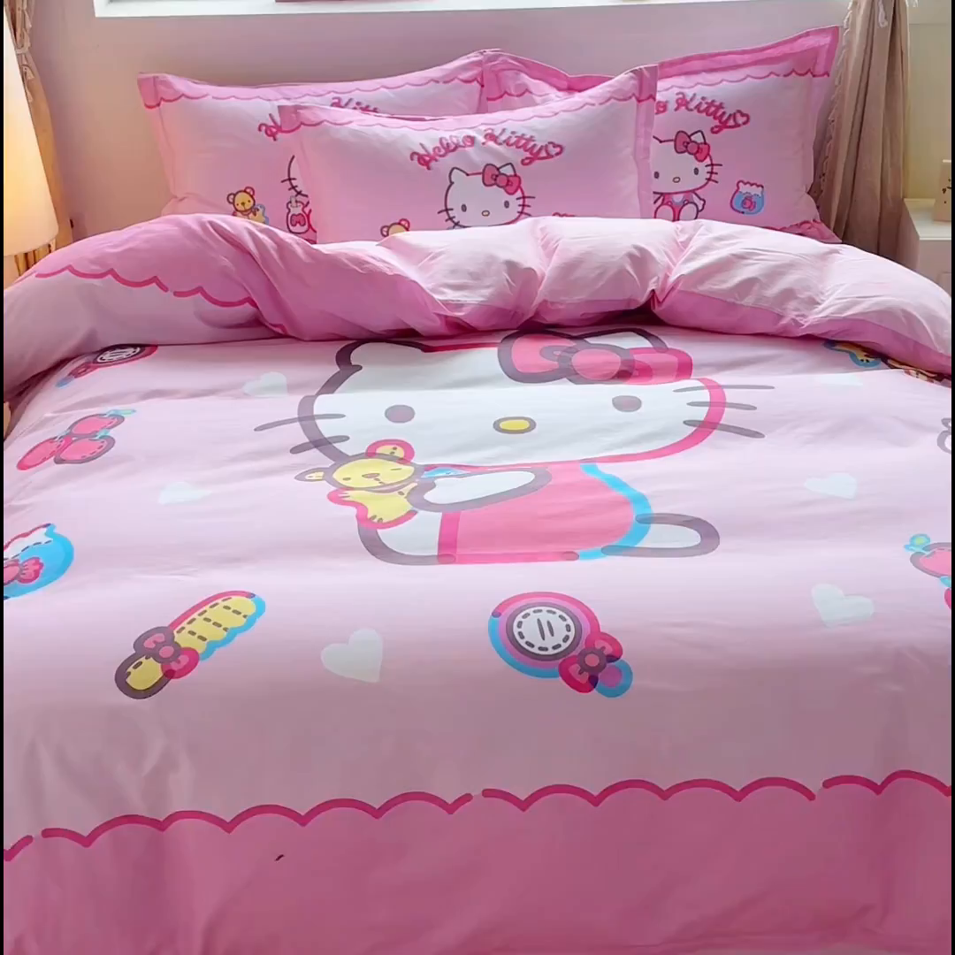 91家纺网 家纺一手货源 找家纺 浩诚 2025新款三丽鸥专版大版纯棉三件套四件套 甜心宝贝