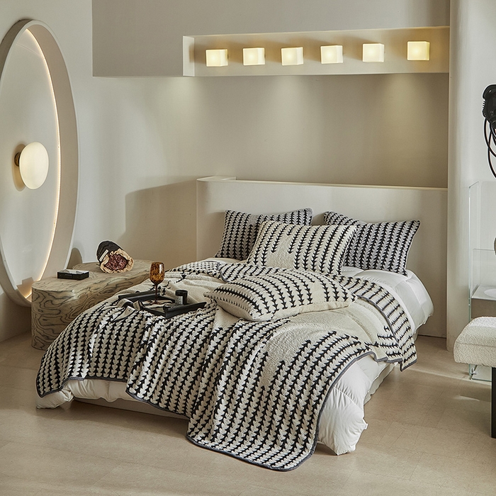 91家纺网 家纺一手货源 找家纺 （总）温宁家纺 2025新款步步高单层毛毯盖毯