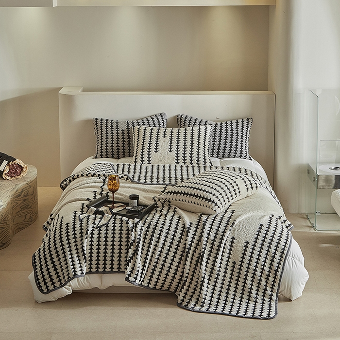 91家纺网 家纺一手货源 找家纺 （总）温宁家纺 2025新款步步高单层毛毯盖毯