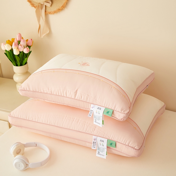 91家纺网 家纺一手货源 找家纺 晚儿 2025新款天丝美 肤护颈枕高枕枕头枕芯 粉色