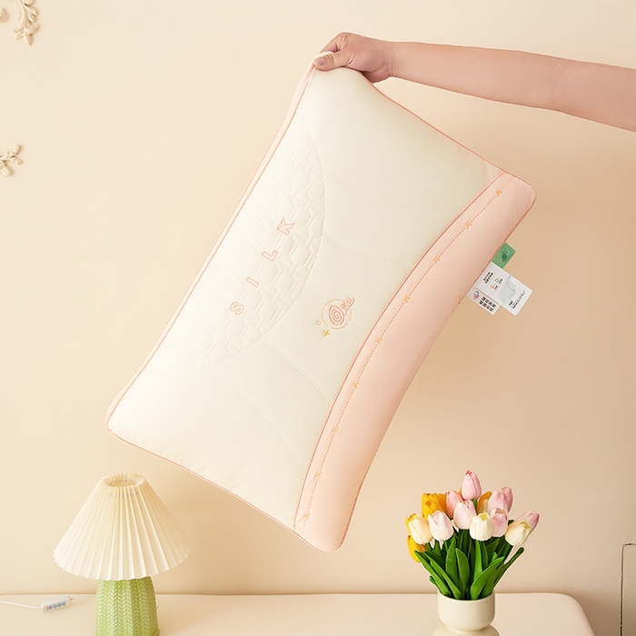 91家纺网 家纺一手货源 找家纺 晚儿 2025新款天丝美 肤护颈枕高枕枕头枕芯 粉色