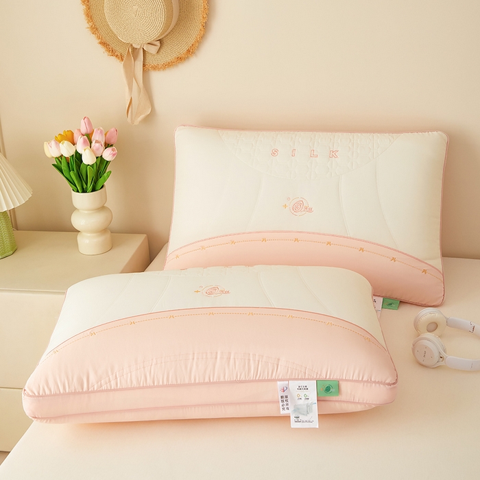 晚儿 2025新款天丝美 肤护颈枕高枕枕头枕芯 粉色