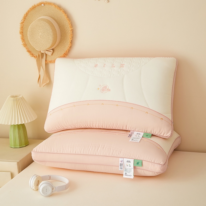 91家纺网 家纺一手货源 找家纺 晚儿 2025新款天丝美 肤护颈枕高枕枕头枕芯 粉色