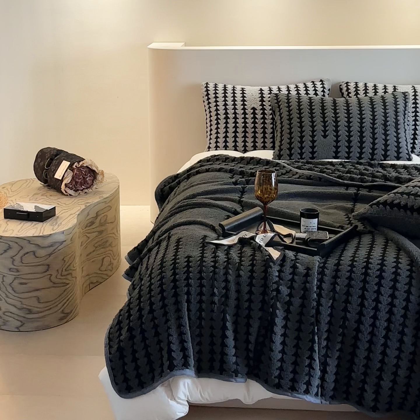 91家纺网 家纺一手货源 找家纺 温宁家纺 2025新款步步高单层毛毯盖毯 毛毯-步步高复古灰