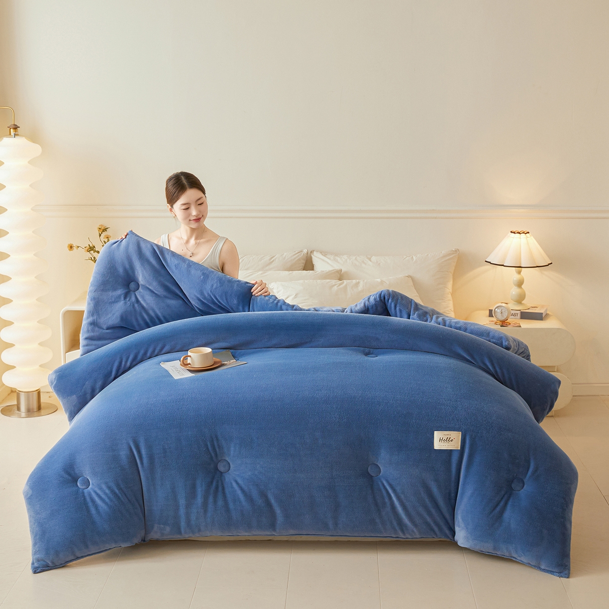 91家纺网 家纺一手货源 找家纺 （总）鑫佰利 2025新款柔暖纯色牛奶绒冬被被子被芯