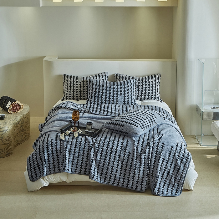 91家纺网 家纺一手货源 找家纺 温宁家纺 2025新款步步高单层毛毯盖毯 毛毯-步步高雾蓝