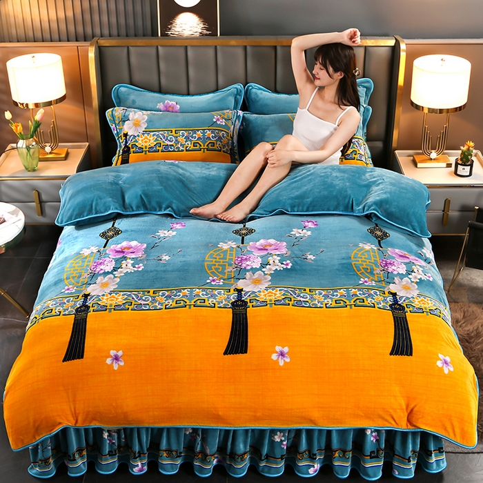 91家纺网 家纺一手货源 找家纺 （总）董成龙 2025直播高克重牛奶绒四件套法莱绒金貂貂狐保暖四件套