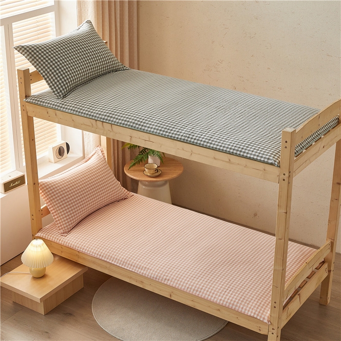 91家纺网 家纺一手货源 找家纺 悠米悠家 2025新款新疆棉花学生款可拆洗床垫 粉小格