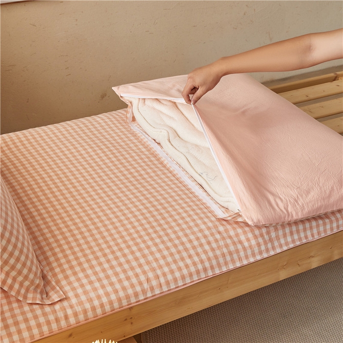 91家纺网 家纺一手货源 找家纺 悠米悠家 2025新款新疆棉花学生款可拆洗床垫 粉小格