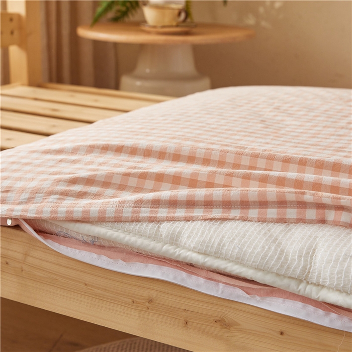 91家纺网 家纺一手货源 找家纺 悠米悠家 2025新款新疆棉花学生款可拆洗床垫 粉小格