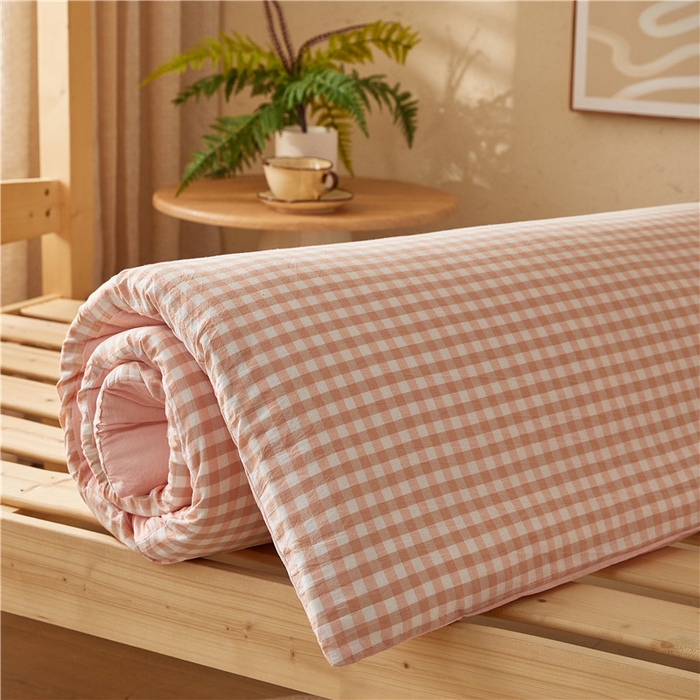 91家纺网 家纺一手货源 找家纺 悠米悠家 2025新款新疆棉花学生款可拆洗床垫 粉小格