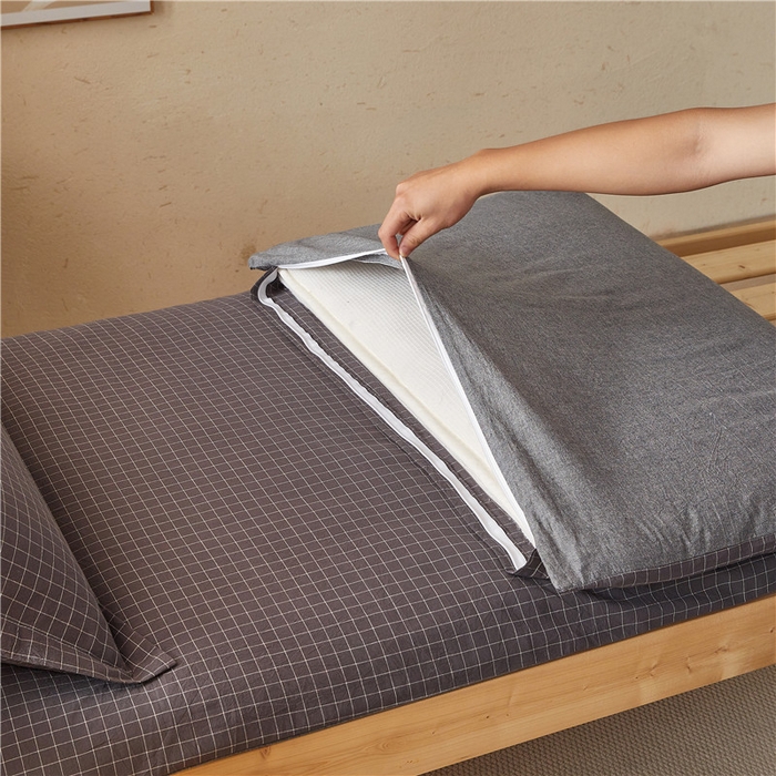 91家纺网 家纺一手货源 找家纺 悠米悠家 2025新款新疆棉花学生款可拆洗床垫 灰小格