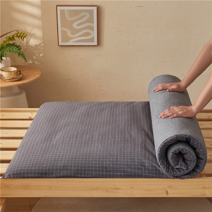 91家纺网 家纺一手货源 找家纺 悠米悠家 2025新款新疆棉花学生款可拆洗床垫 灰小格