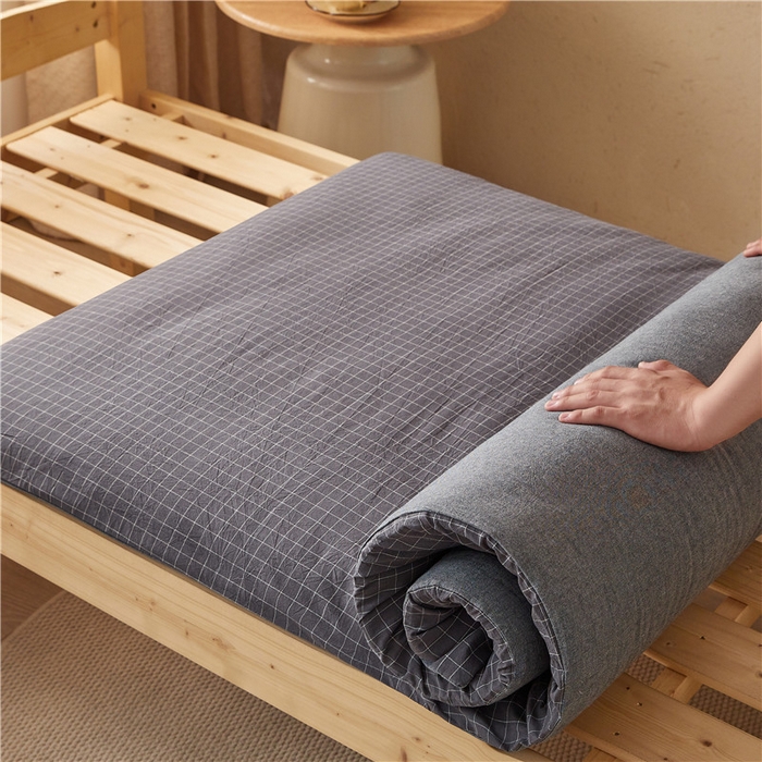 91家纺网 家纺一手货源 找家纺 悠米悠家 2025新款新疆棉花学生款可拆洗床垫 灰小格