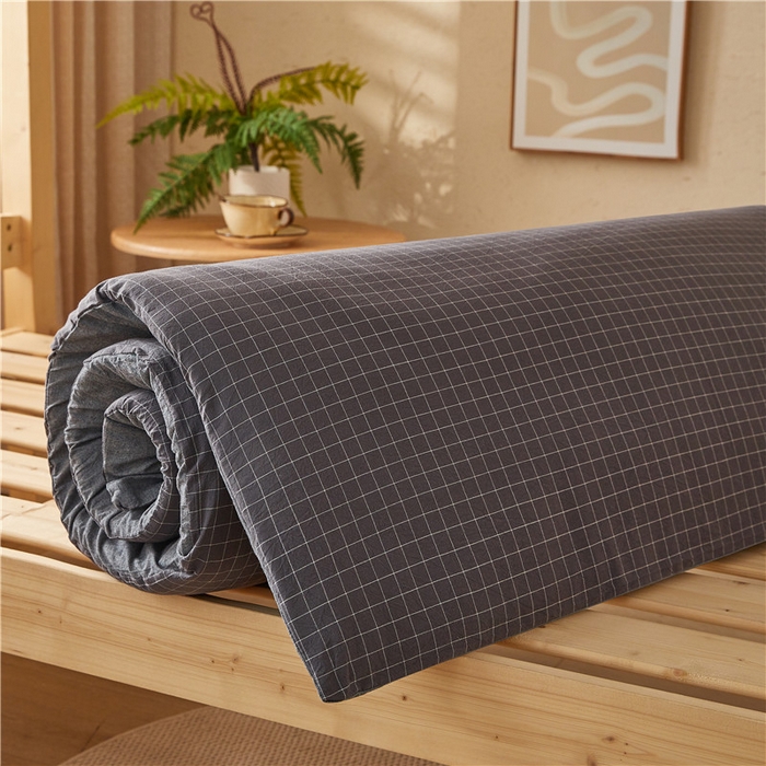 91家纺网 家纺一手货源 找家纺 悠米悠家 2025新款新疆棉花学生款可拆洗床垫 灰小格