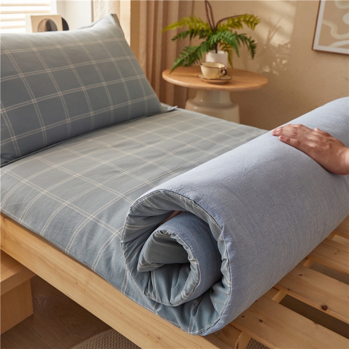 91家纺网 家纺一手货源 找家纺 悠米悠家 2025新款新疆棉花学生款可拆洗床垫 简兮蓝