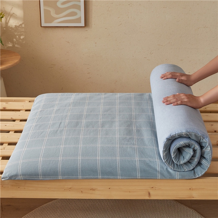 91家纺网 家纺一手货源 找家纺 悠米悠家 2025新款新疆棉花学生款可拆洗床垫 简兮蓝