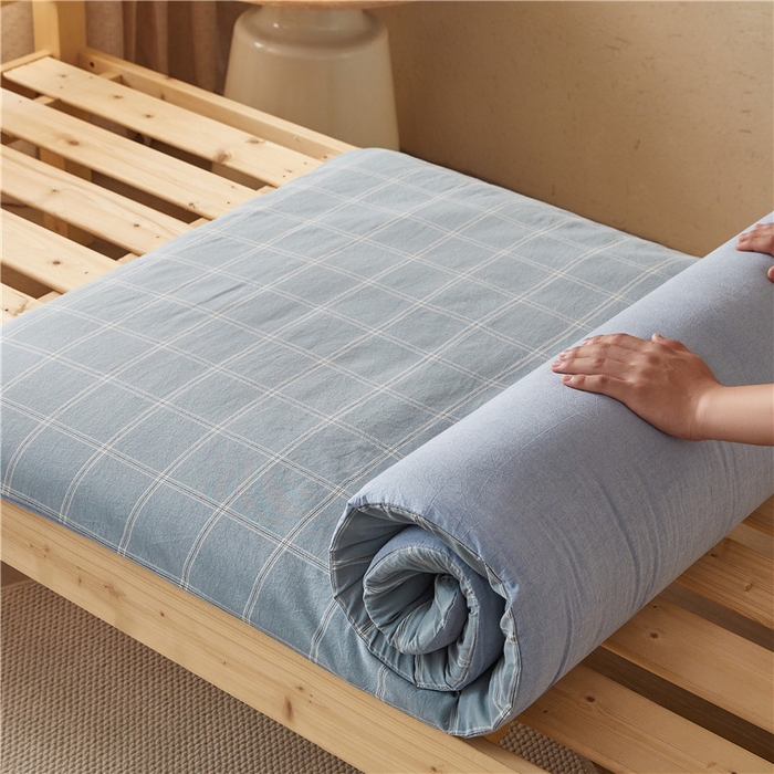 91家纺网 家纺一手货源 找家纺 悠米悠家 2025新款新疆棉花学生款可拆洗床垫 简兮蓝