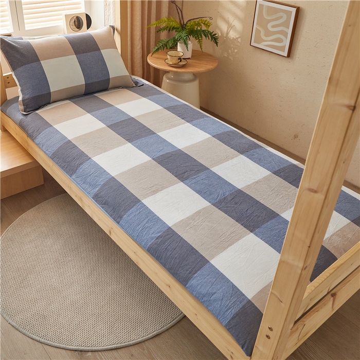 91家纺网 家纺一手货源 找家纺 悠米悠家 2025新款新疆棉花学生款可拆洗床垫 蓝大格