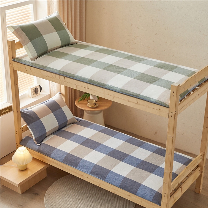 91家纺网 家纺一手货源 找家纺 悠米悠家 2025新款新疆棉花学生款可拆洗床垫 蓝大格