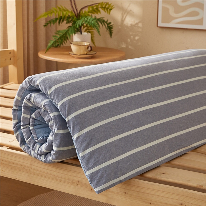 91家纺网 家纺一手货源 找家纺 悠米悠家 2025新款新疆棉花学生款可拆洗床垫 蓝宽条