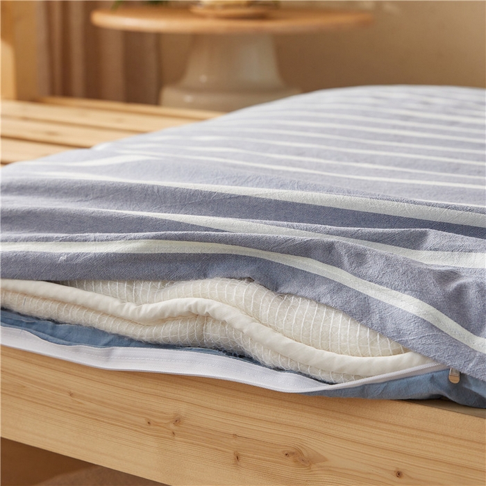 91家纺网 家纺一手货源 找家纺 悠米悠家 2025新款新疆棉花学生款可拆洗床垫 蓝宽条