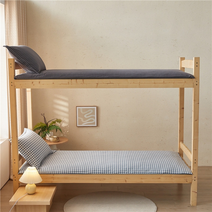 91家纺网 家纺一手货源 找家纺 悠米悠家 2025新款新疆棉花学生款可拆洗床垫 蓝小格