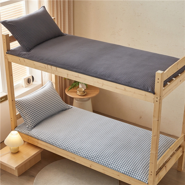 91家纺网 家纺一手货源 找家纺 悠米悠家 2025新款新疆棉花学生款可拆洗床垫 蓝小格