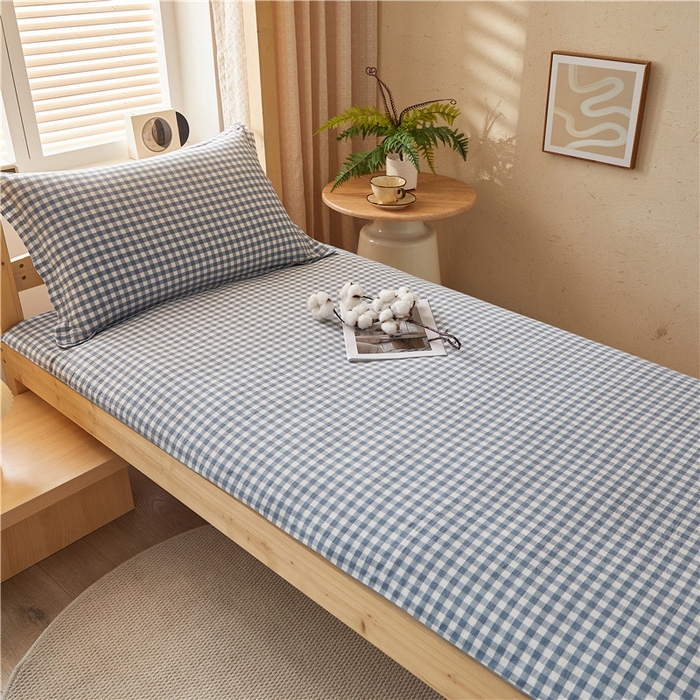 91家纺网 家纺一手货源 找家纺 悠米悠家 2025新款新疆棉花学生款可拆洗床垫 蓝小格