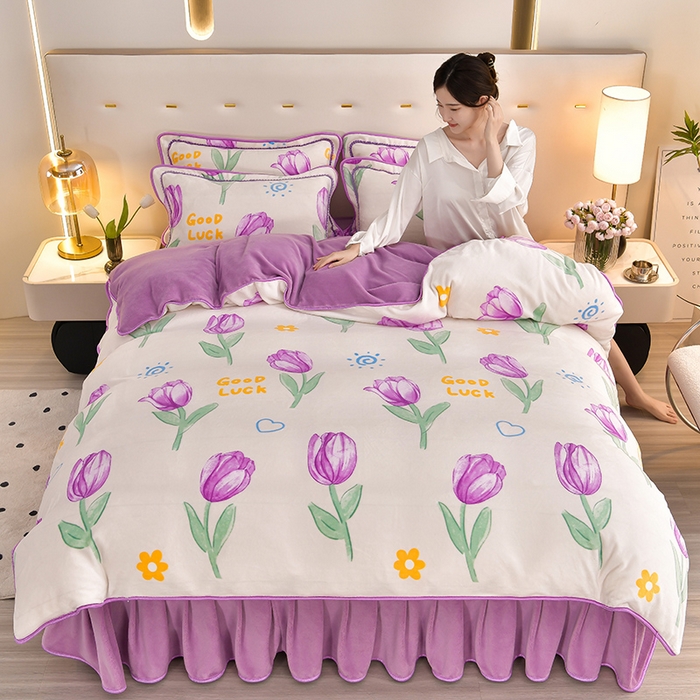 91家纺网 家纺一手货源 找家纺 （总）董成龙 2025直播高克重牛奶绒四件套法莱绒金貂貂狐保暖四件套