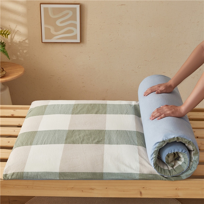 91家纺网 家纺一手货源 找家纺 悠米悠家 2025新款新疆棉花学生款可拆洗床垫 绿大格