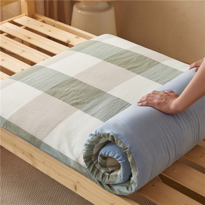 91家纺网 家纺一手货源 找家纺 悠米悠家 2025新款新疆棉花学生款可拆洗床垫 绿大格