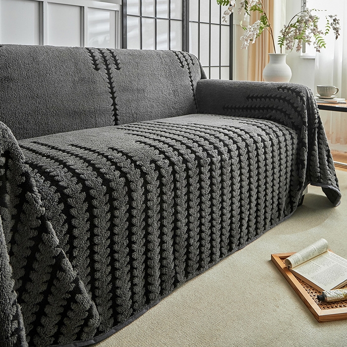 91家纺网 家纺一手货源 找家纺 温宁家纺 2025新款步步高沙发巾 沙发巾-步步高复古灰