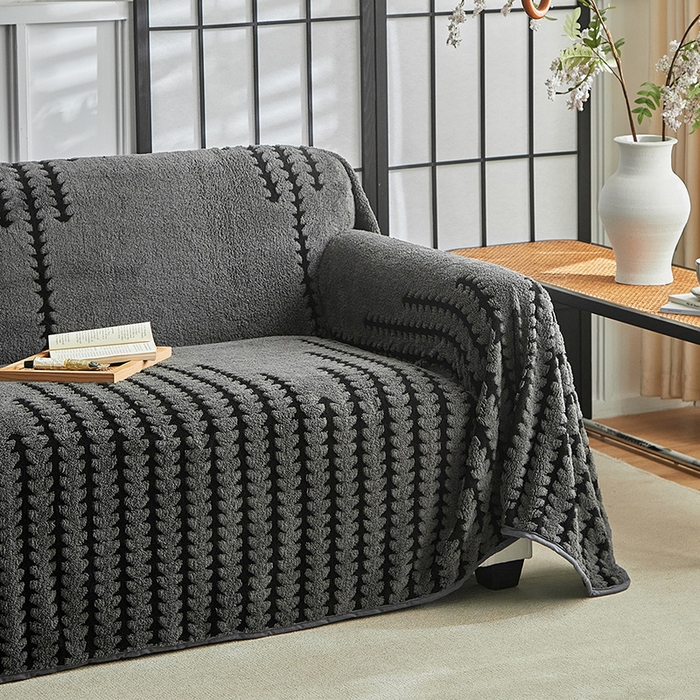 91家纺网 家纺一手货源 找家纺 温宁家纺 2025新款步步高沙发巾 沙发巾-步步高复古灰