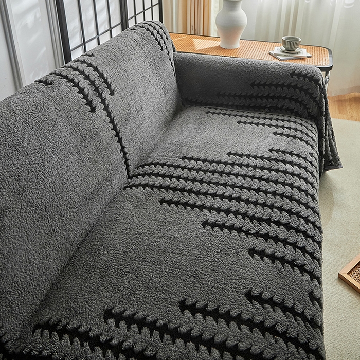 91家纺网 家纺一手货源 找家纺 温宁家纺 2025新款步步高沙发巾 沙发巾-步步高复古灰