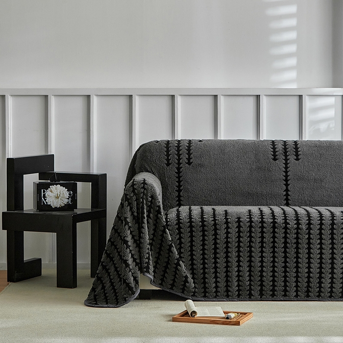 91家纺网 家纺一手货源 找家纺 温宁家纺 2025新款步步高沙发巾 沙发巾-步步高复古灰