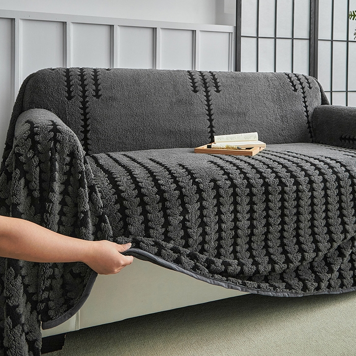 91家纺网 家纺一手货源 找家纺 温宁家纺 2025新款步步高沙发巾 沙发巾-步步高复古灰