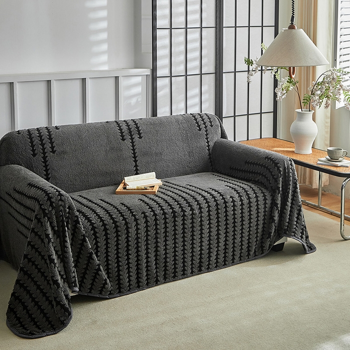 91家纺网 家纺一手货源 找家纺 温宁家纺 2025新款步步高沙发巾 沙发巾-步步高复古灰