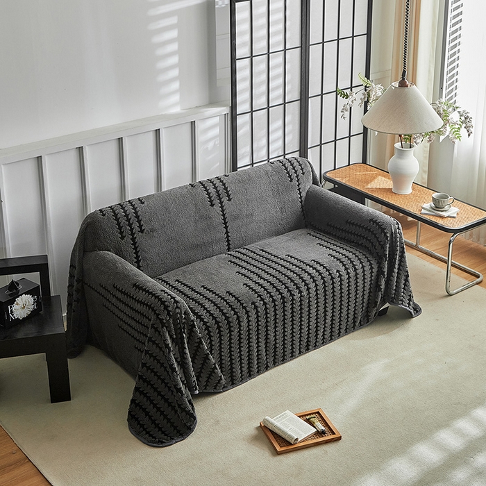 91家纺网 家纺一手货源 找家纺 温宁家纺 2025新款步步高沙发巾 沙发巾-步步高复古灰