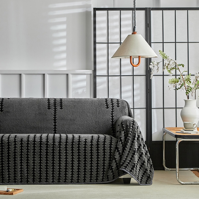 91家纺网 家纺一手货源 找家纺 温宁家纺 2025新款步步高沙发巾 沙发巾-步步高复古灰