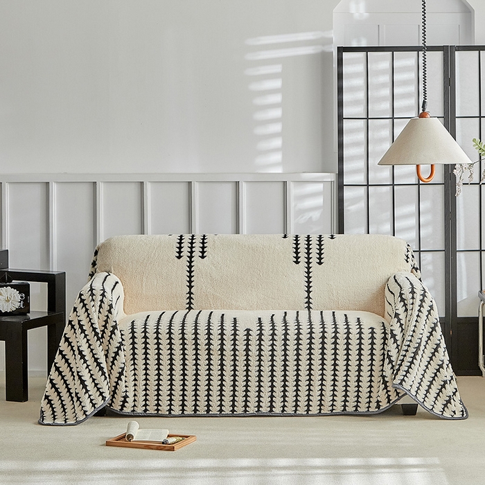 温宁家纺 2025新款步步高沙发巾 沙发巾-步步高米白